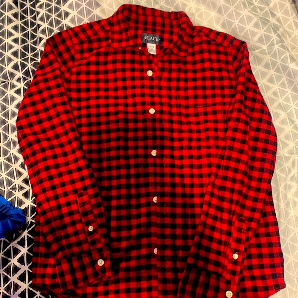 Kids plaid long sleeve button up size 10/12
